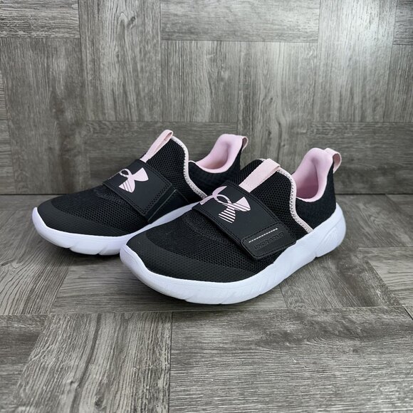 Under Armour Youth size 5/Women's size 6.5 Black Pink Flash Shoes - Picture 3 of 7